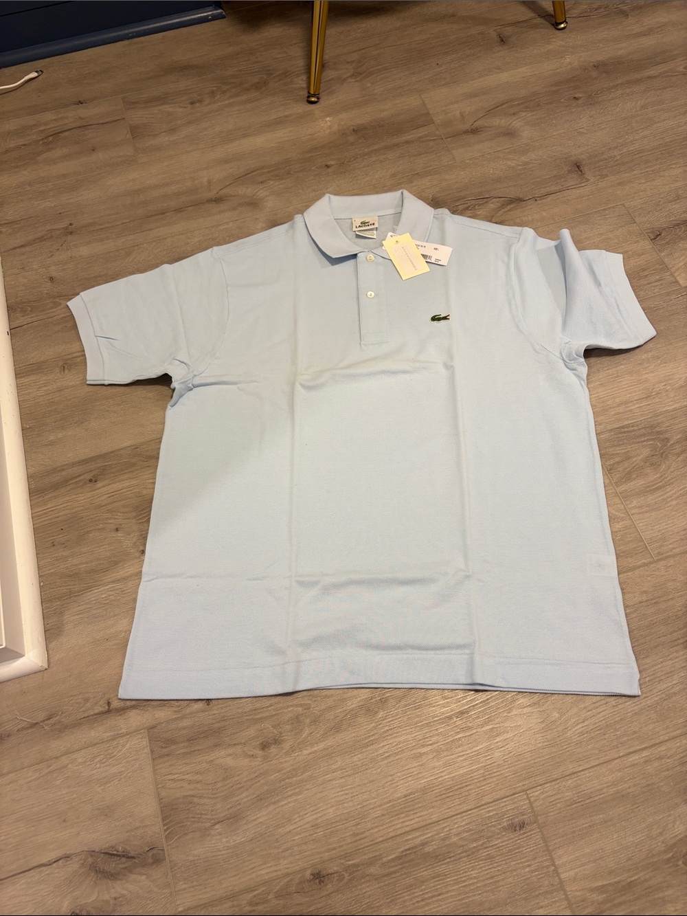 Lacoste Men’s Pale Blue Pique Polo with Crocodile Logo